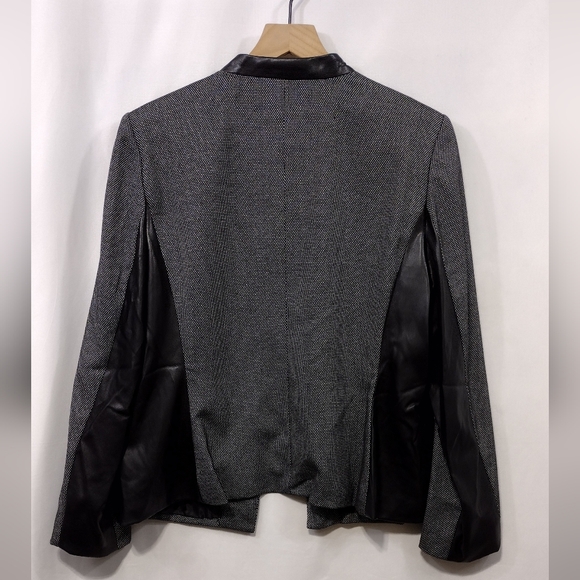 NWT Worthington Blazer Womens 16P Black Gray Faux Leather Office Career Retro - Picture 5 of 11